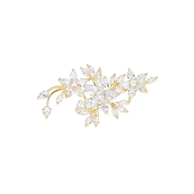 暖瞳 高级感小众花朵高档奢华气质优雅西装胸花精致浪漫闪耀别针配饰 合金 胸针 女款