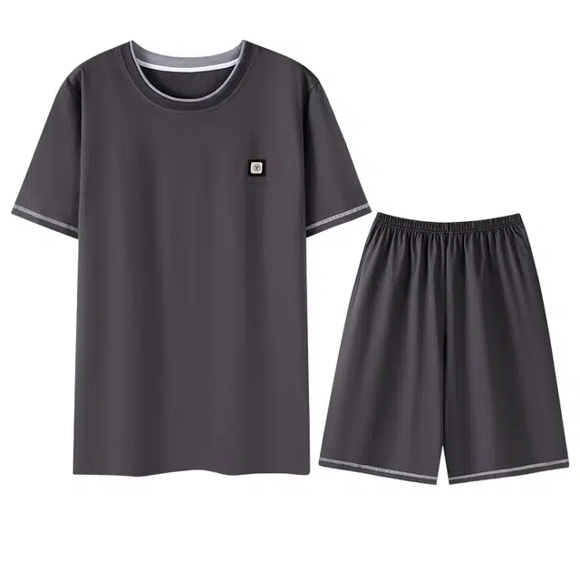 向薇 舒适简约休闲圆领短袖家居服可外穿睡衣套装 男款