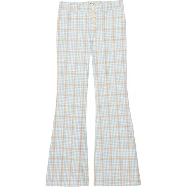 INES DE LA FRESSANGE Charlotte Blue and Orange Plaid Pants