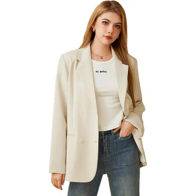 法文箱子 温柔系经典纯色简约百搭西装 女款 米白