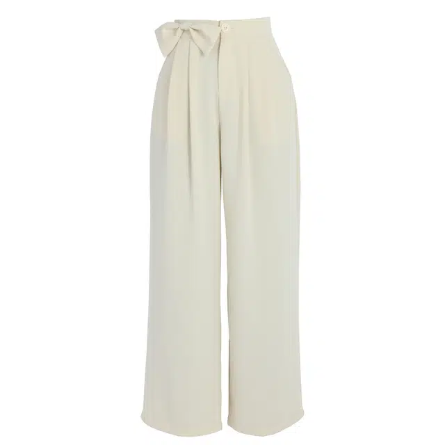 森女部落 凉感雪纺裤垂感直筒纯色闺蜜装阔腿休闲裤 女款