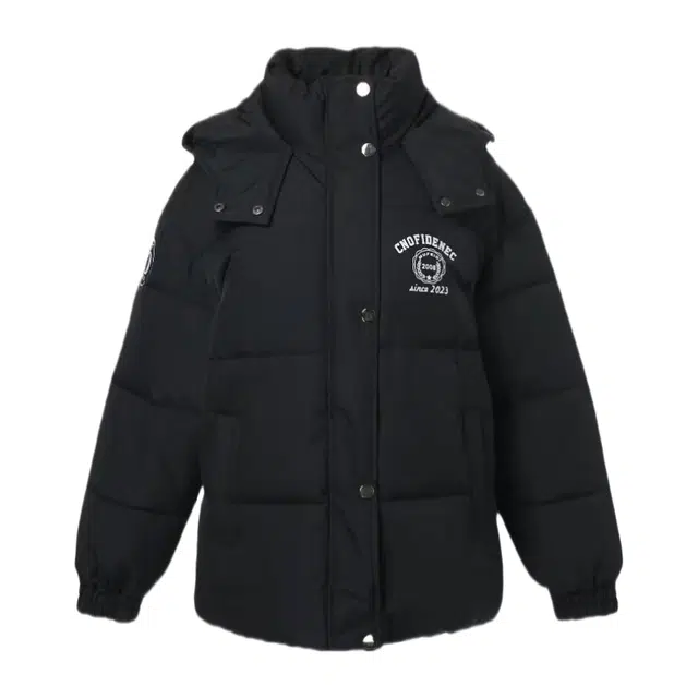 木清清 学院风宽松加厚保暖字母印花连帽长袖棉服 女款 黑色