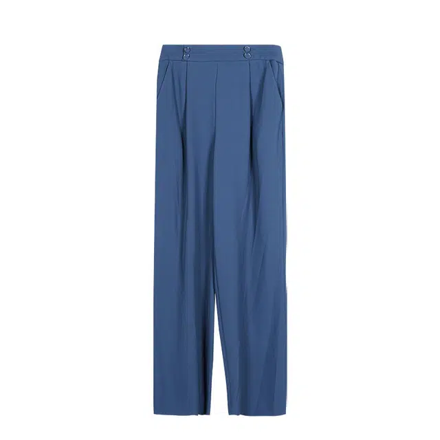 米思阳 净色高腰直筒休闲裤 女款 蓝色