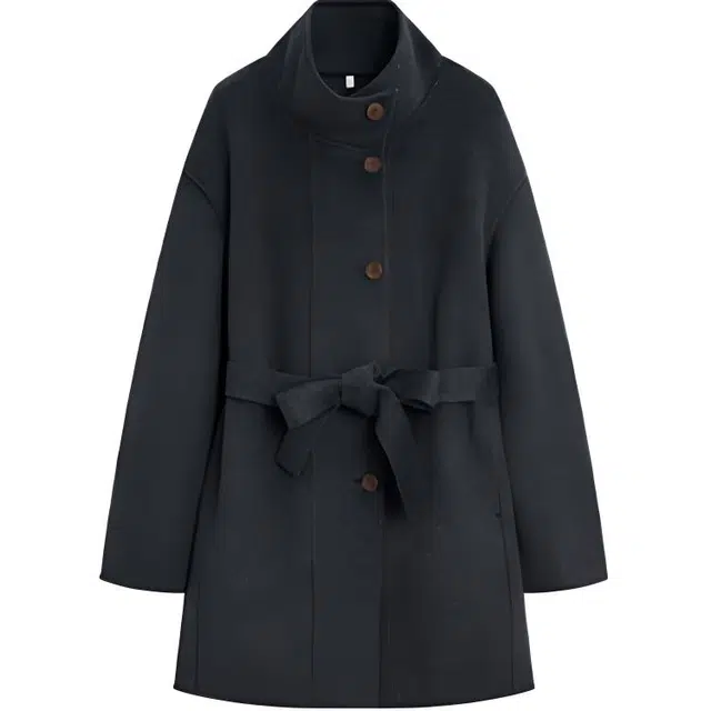 爱依服 通勤中长款简约大衣 女款 深灰