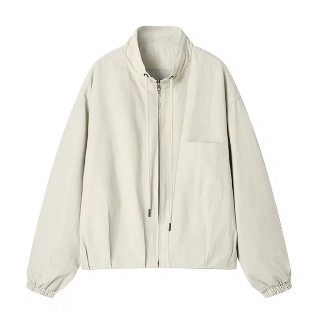 曲韩 立领休闲百搭宽松显瘦韩版外套 女款 杏色