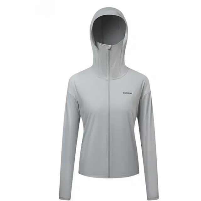 探路者 城市户外系列 运动休闲简约纯色连帽 超轻防紫外线防晒服 女款 山影灰