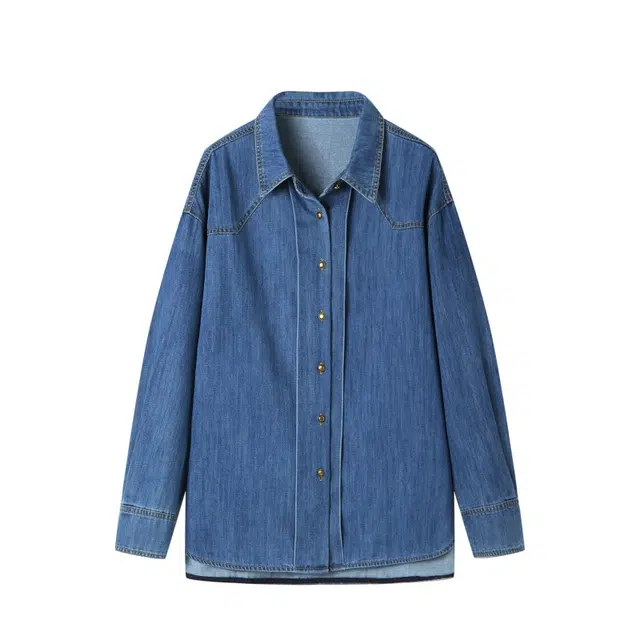 曲韩 曲韩 韩系高级感小众超好特漂亮看独休闲上衣外套 女款 牛仔蓝