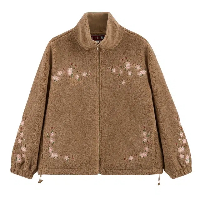 鬼洗 繁花长袖立领绒感外套 女款