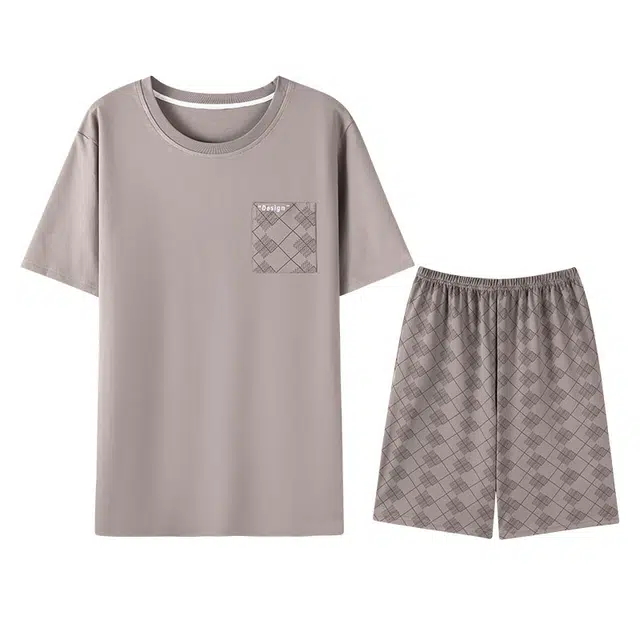 向薇 休闲时尚可出门外穿短袖五分裤夏季睡衣套装 男款