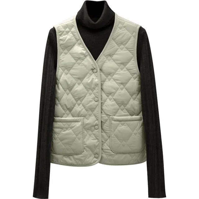 她池 简约拼色宽松百搭马甲 女款