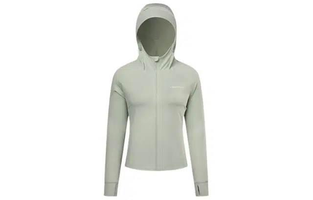 探路者 纯色拉链连帽透气防紫外线防晒服 女款 豆沙绿