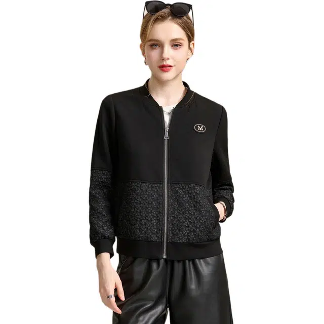 粉红玛琍 通勤简约舒适棒球服 女款 黑色