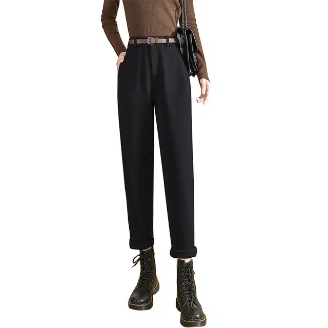 她池 九分高腰利落通勤气质哈伦裤休闲裤 女款