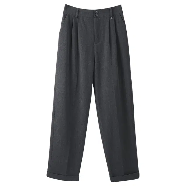 法儿家 磨毛烟管裤秋冬韩系高腰时尚百搭直筒裤 女款 灰色