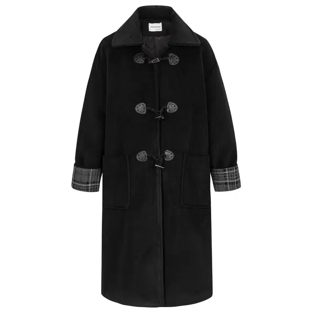 九条喵 中长款翻领宽松毛呢休闲时尚长袖大衣 女款