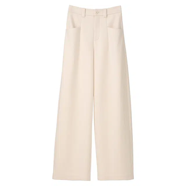 法儿家 韩系通勤直筒纯色高腰休闲裤 女款