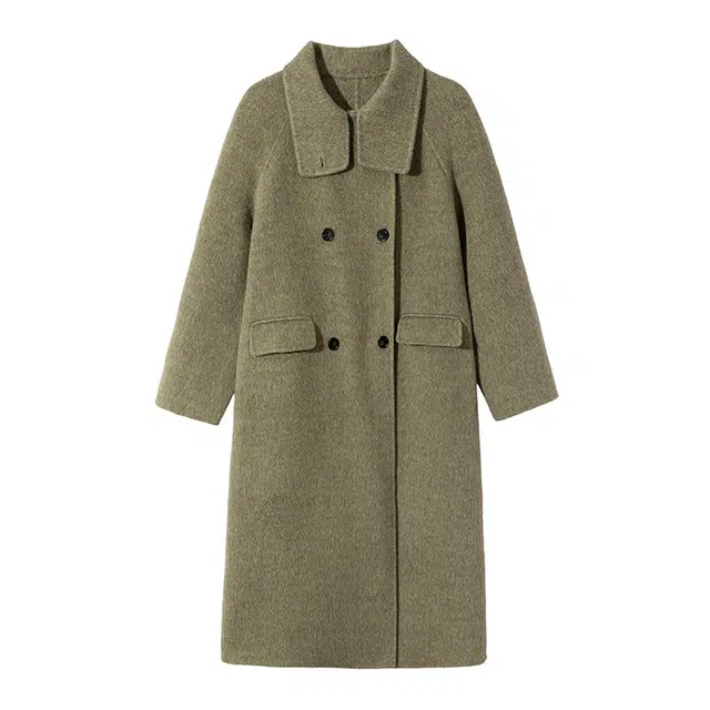 区区欧阳 加厚高级感羊毛呢子长款毛呢外套羊驼毛双面呢大衣 女款