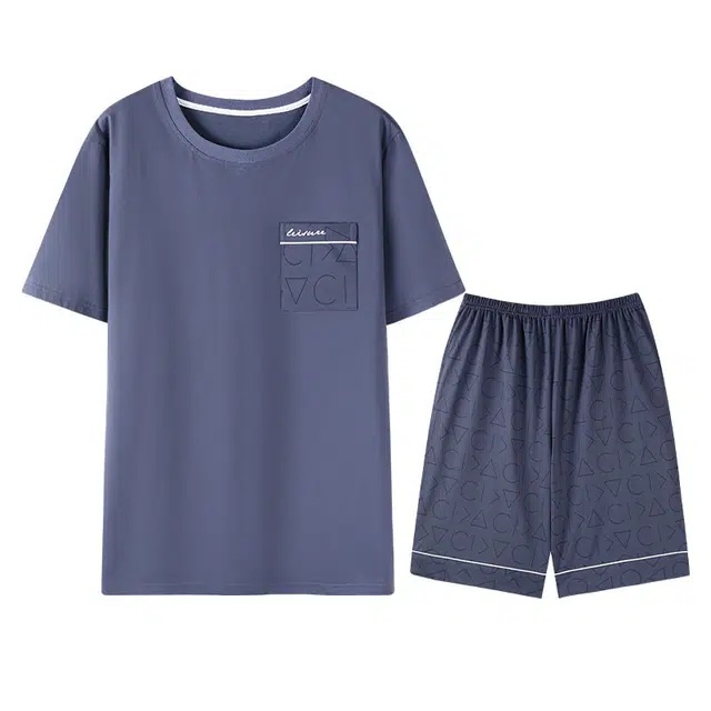 向薇 短袖字母透气休闲家居服可外穿睡衣套装 男款
