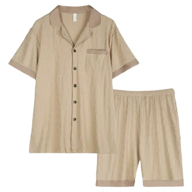 潞优野 短袖休闲薄款开衫可外穿家居服睡衣套装 男款