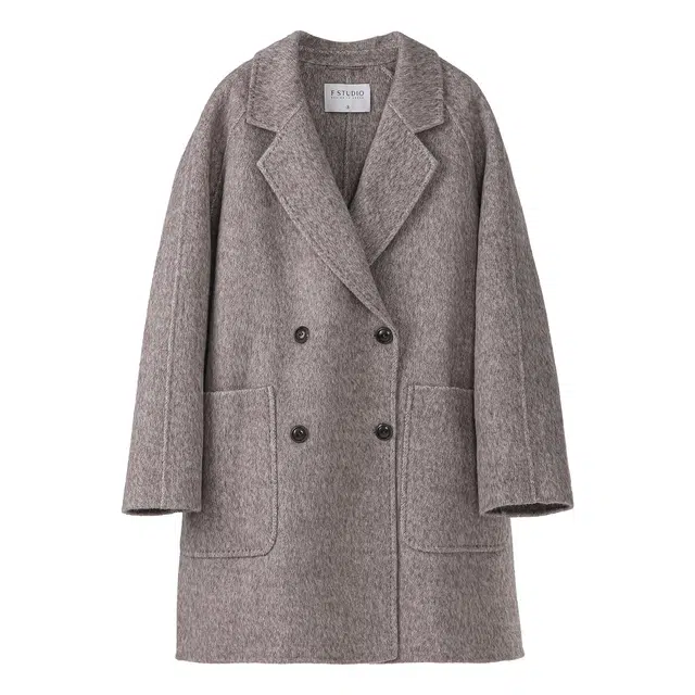 法儿家 优雅笔记韩系小个子纯色高级感毛呢绒感外套 女款 灰色