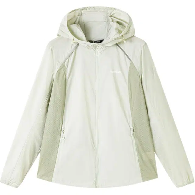 探路者 运动休闲简约连帽拼色 防紫外线防晒服 女款 豆沙绿