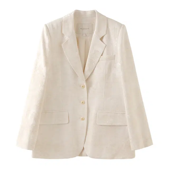 花栗鼠小姐 暗香疏影新中式肌理感高级时髦西装 女款 米白色