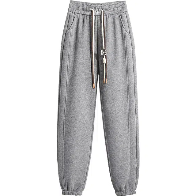 丝柏舍 加绒抽绳口袋束脚裤松紧高腰宽松长款休闲裤 女款