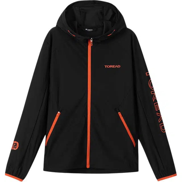 探路者 字母拉链连帽舒适百搭休闲防晒服 女款 黑色