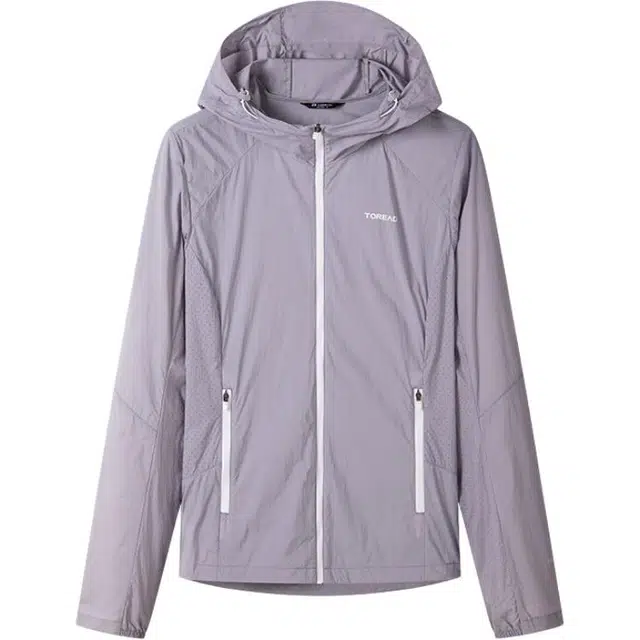 探路者 城市户外系列 运动休闲简约纯色连帽 防紫外线防晒服 女款 暮紫色