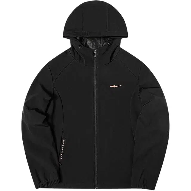 鸿星尔克 运动生活系列运动系列 纯色拉链连帽休闲风衣 女款 正黑