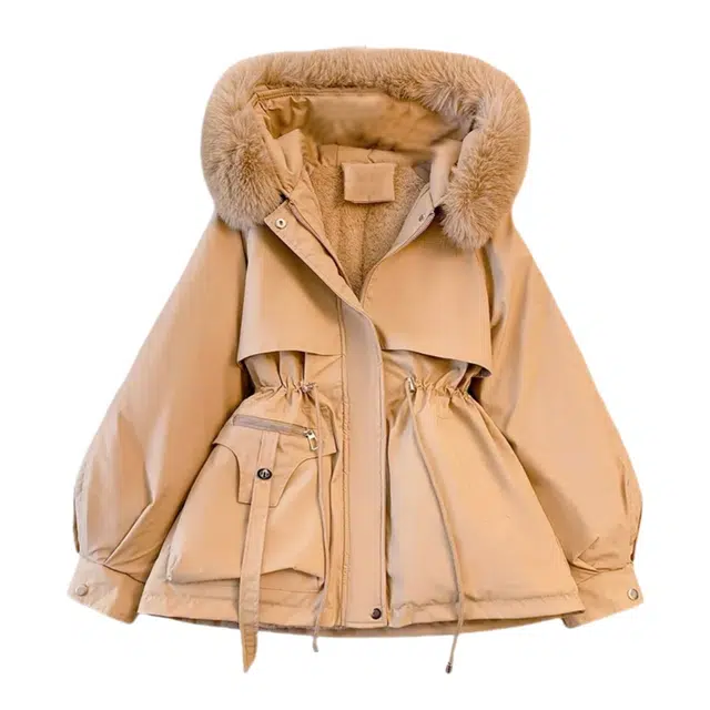 哒头下雨不愁 韩版收腰连帽加绒派克风服饰棉服 女款