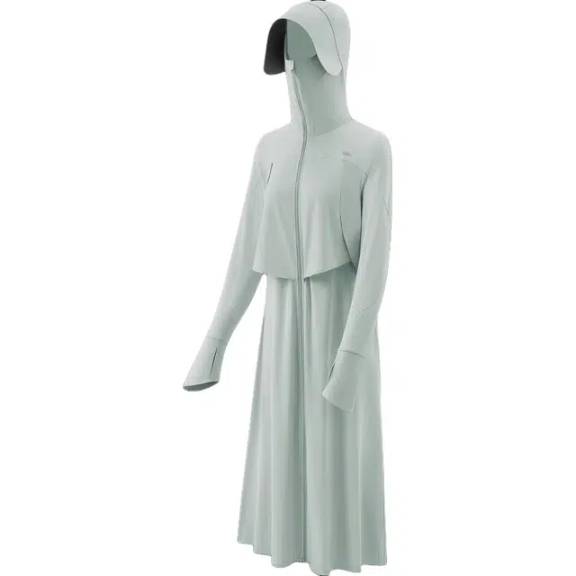 蕉下 全防护防紫外线凉感冰丝遮热降温透气 黑胶帽檐 长款防晒衣 女款