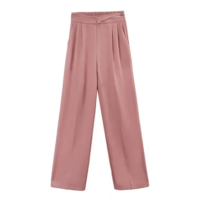 苏醒的乐园 舒适简约纯色高腰宽松直筒休闲裤 女款