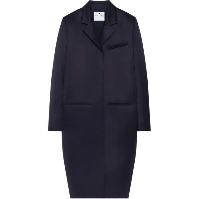 COURREGES SS25 HERITAGE BELTED SATIN COAT Abyss