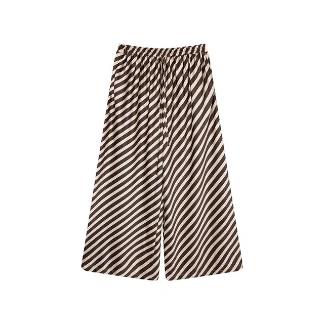 区区欧阳 高腰宽松阔腿休闲裤 女款 条纹