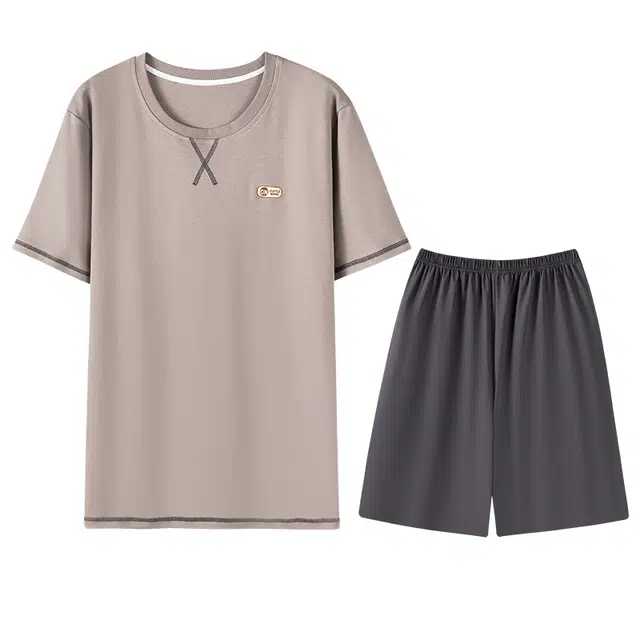 向薇 舒适套头短袖休闲可外穿家居服夏季睡衣套装 男款