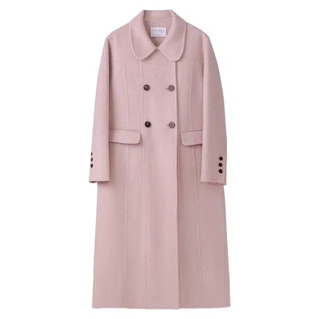 法儿家 韩系高级感舒适时尚长款纯色长袖大衣 女款