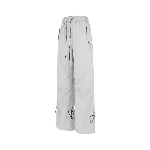 麓蔓蒂 简约基础款伞兵工装裤侧边可抽绳户外登山速干运动裤宽松显瘦直筒裤系带落伞裤休闲裤 男女同款