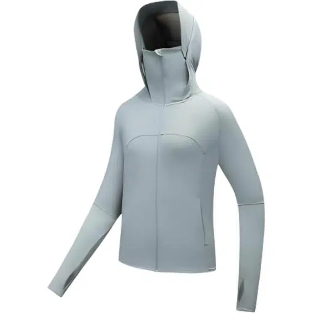 超级安踏 纯色拉链连帽百搭 降温防紫外线防晒服 女款 星钻灰