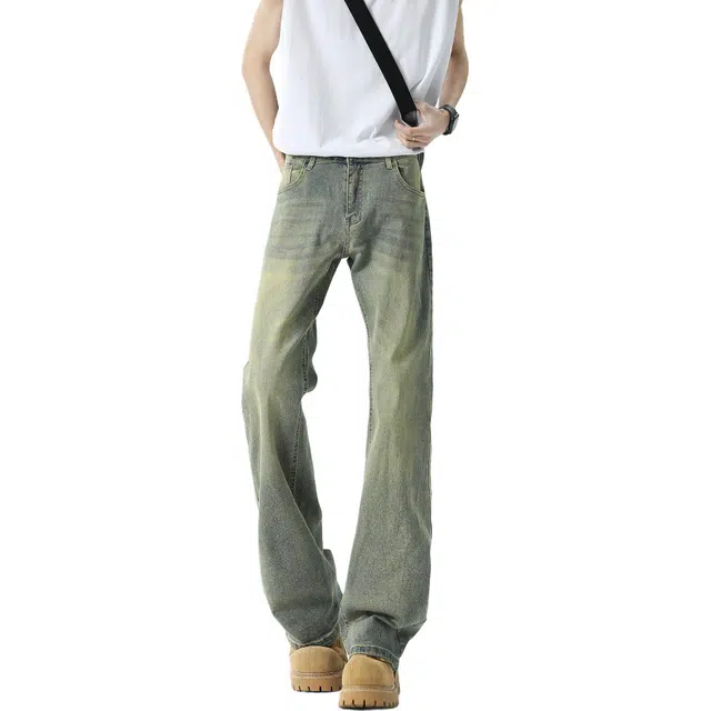 沃马 美式高街潮牌复古宽松水洗时尚百搭通勤牛仔裤 男女同款