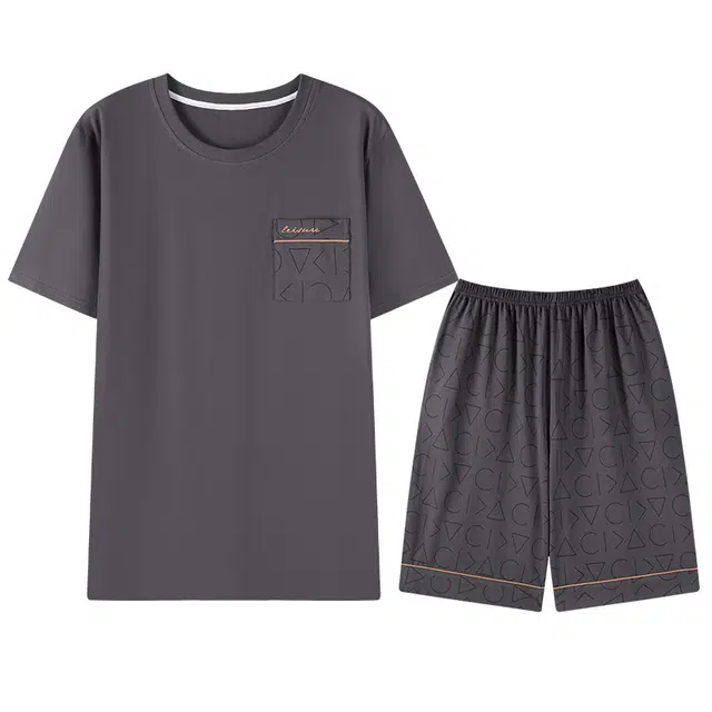 向薇 凉感短袖简约舒适休闲青年睡衣套装 男款