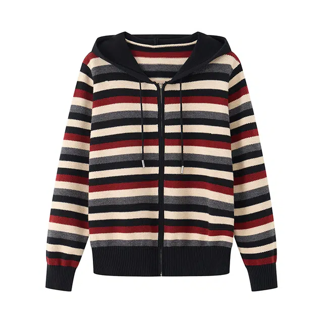 曲韩 百搭条纹针织毛衣衫截短外套 女款 花色
