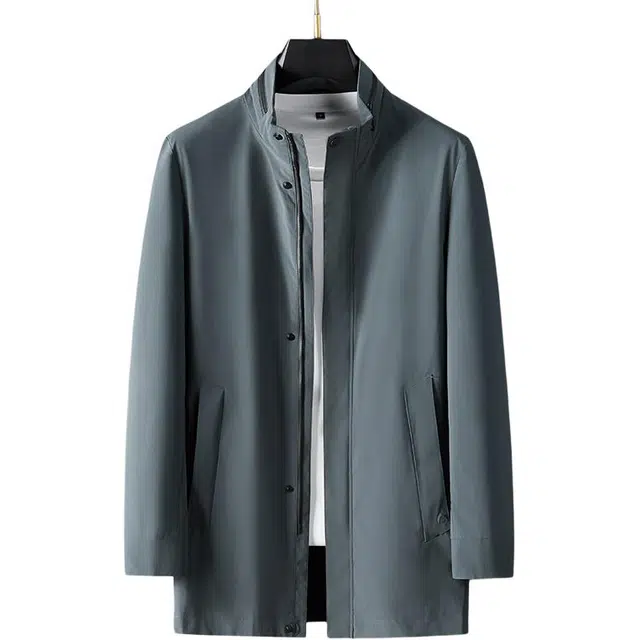 曲韩 男休闲商务时尚中长款宽松外套风衣 男女同款