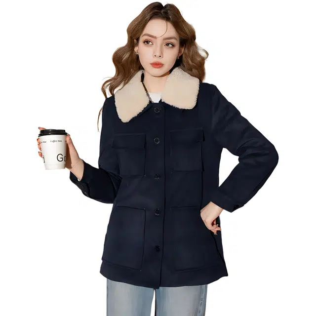 法文箱子 简约休闲通勤西装 女款 藏蓝色