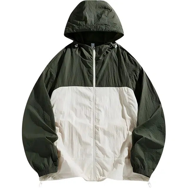 识恩 户外骑行宽松轻薄连帽拼色透气长袖防晒服 女款