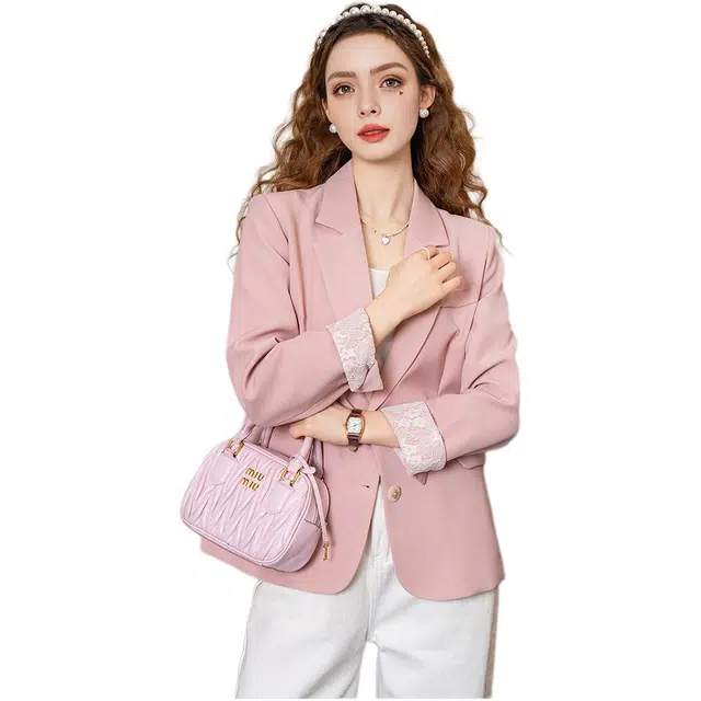 法文箱子 纯色合身单排扣西装 女款