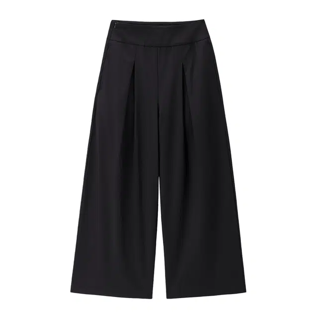 佐丹奴 极简风收褶阔腿梭织薄九分裙裤休闲裤 女款