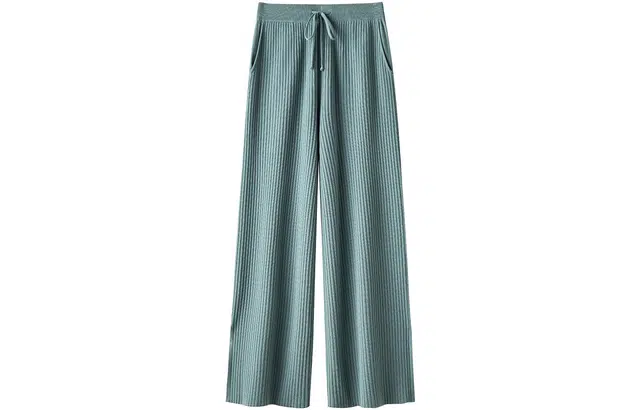 恒源祥 纯色高腰羊毛针织松紧系带阔腿休闲裤 女款