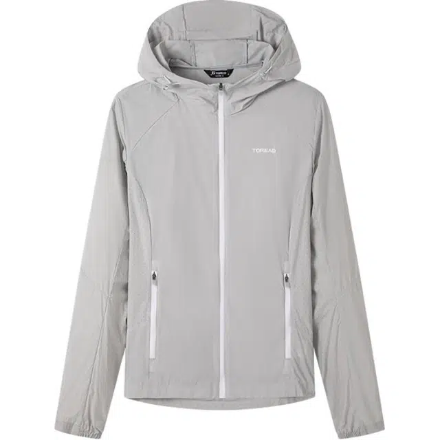 探路者 城市户外系列 运动休闲简约纯色连帽 透气防紫外线防晒服 女款 山影灰