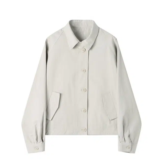 曲韩 时尚复古气质休闲金属扣外套 女款 杏色